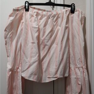 Off the shoulder pink and white
